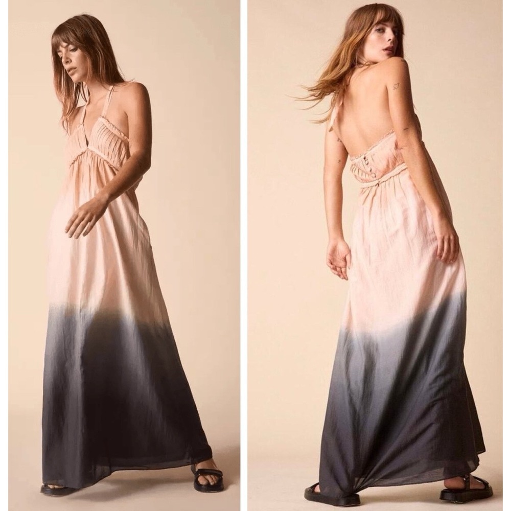 St Roche NWT Dream Dress Silk Blend Maxi Women's 10 Halter Top Praline, Black